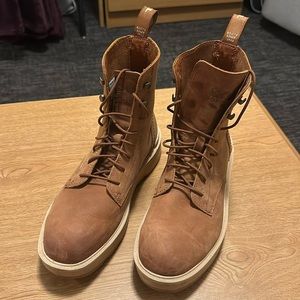 Sorel brown leather boots with block soles